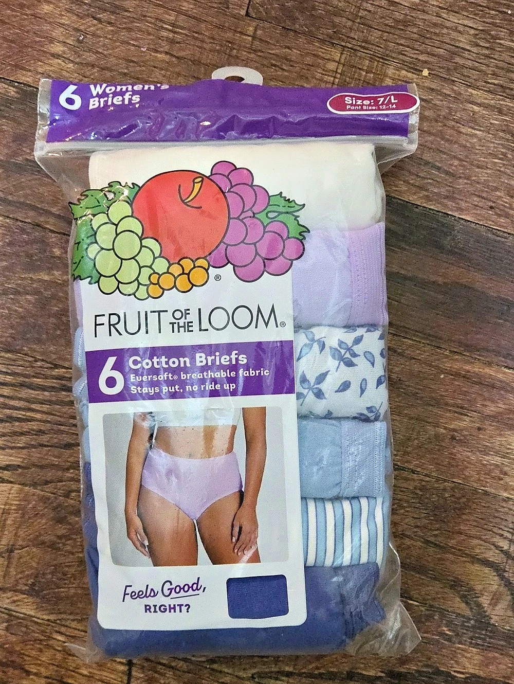 Fruit of the Loom Eversoft Cotton Briefs 6-Pack Purple & Blue Large